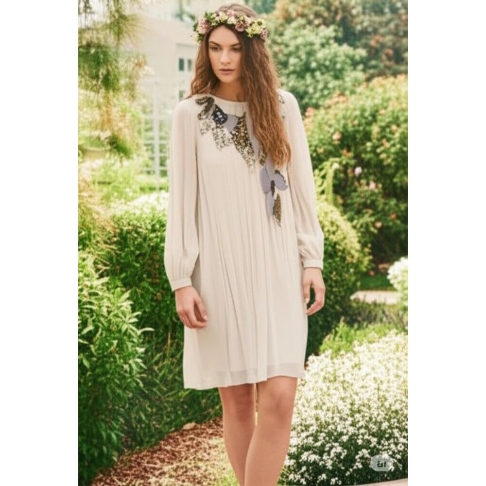 NWT Ted Baker Embellished Whimsy Weddingguest Above Knee Dress Cream Womens M - Picture 3 of 16